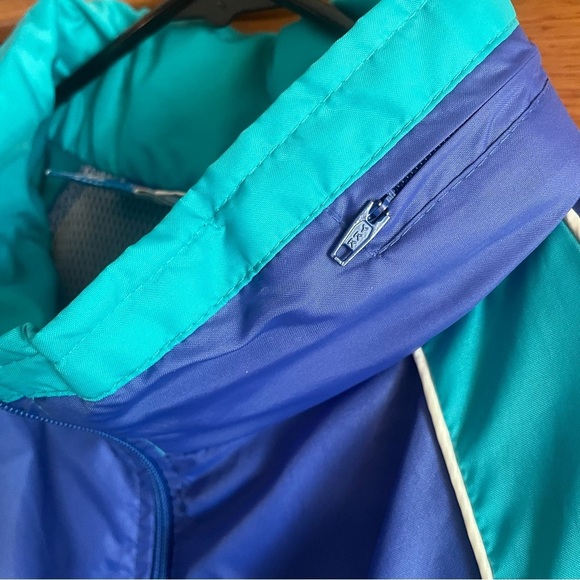 Vintage champion men’s Blue and Teal Windbreaker Jacket size large - Picture 4 of 7